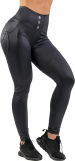 Nebbia High Waist Glossy Look Bubble Butt Pants Volcanic Black M Pantaloni fitness