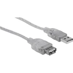 Manhattan #####USB-Kabel USB 2.0 #####USB-A Stecker, #####USB-A Buchse 4.50 m strieborná