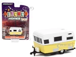 1959 Siesta Travel Trailer White and Yellow "Hitched Homes" Series 11 1/64 Diecast Model by Greenlight