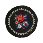 Obojstranný vankúš s ľanovou prímesou Madre Selva Colorful Flowers, ⌀ 45 cm