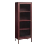 Červená kovová vitrína Unique Furniture Bronco, výška 160 cm