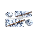 6-dielny set modro-bieleho keramického riadu na sushi MIJ Blue Dragonfly