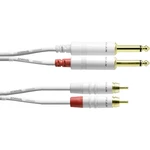 Cordial  audio káblový adaptér [2x jack zástrčka 6,35 mm - 2x cinch zástrčka] 3.00 m biela