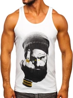 Maiou alb tank top cu imprimeu Bolf 14842