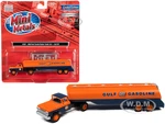 1960 Ford Tanker Truck Orange and Blue "Gulf Oil" 1/87 (HO) Scale Model by Classic Metal Works