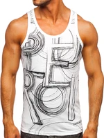 Maiou alb tank top cu imprimeu Bolf 14846