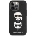 Kryt na mobil Karl Lagerfeld Saffiano Karl and Choupette Heads na Apple iPhone 13 Pro (KLHCP13LSAKICKCBK) čierne ochranný kryt na mobil • na iPhone 13