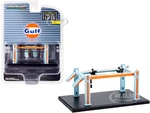 Adjustable Four-Post Lift "Gulf Oil" Light Blue and Orange "Four-Post Lifts" Series 1 1/64 Diecast Model by Greenlight