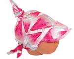 Baby Nellys Dětský bavlněný šátek s kšiltem na zavazování, meloun - růžová, vel. 68-86 (6-18m)