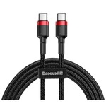 Kábel Baseus Cafule USB-C/USB-C, PD 2.0 60W, 1m (CATKLF-G91) čierny/červený Opletený datový a nabíjecí kabel z nylonu, slitiny hliníku a termoplastick