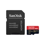 Pamäťová karta SanDisk Micro SDHC Extreme Pro 32GB UHS-I U3 (100R/90W) + adapter (SDSQXCG-032G-GN6MA) čierna pamäťová karta microSD • kapacita 32 GB •