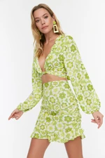 Trendyol Green Floral Print Beach Top-Top Set