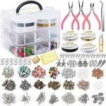 1171Pcs Jewelry Making Tools Beads DIY Bracelet Earring Accessories w/ 3 Layers Jewelry Box