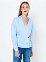 Light blue blouse with folded neckline CAMAIEU - Women