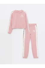 LC Waikiki Girls Hooded Printed Long Sleeve Sweatshirt And Sweatpants