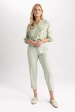 DEFACTO Jogger Linen Look High Waist Trousers