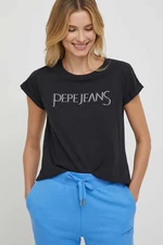 Bavlnené tričko Pepe Jeans HANNON dámske, čierna farba