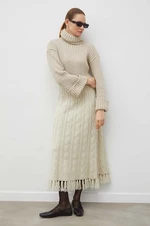Vlnená sukňa Lovechild béžová farba,maxi,áčkový strih,5844164