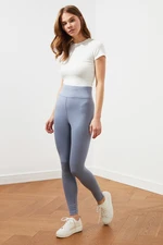 Trendyol Gray High Waist Knitted Gathering Leggings with Elastic Waist