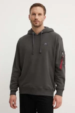 Mikina Alpha Industries X-Fit Hoody pánská, šedá barva, s kapucí, hladká, 158321.684