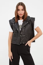 Trendyol Black Wide-Cut Oversize Hooded Inflatable Vest