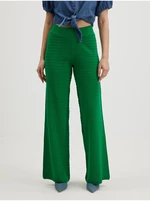 Zelené dámske rebrované široké nohavice ONLY Cata