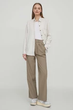 Košile Hollister Co. dámská, béžová barva, relaxed, s klasickým límcem