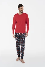 Men's pajamas Rojas long sleeves, long legs - red/print