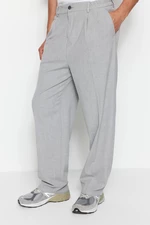 Trendyol Gray Palazzo Elastic Waist Pleated Trousers