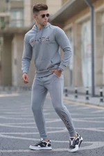 Madmext Painted Gray Printed Men's Tracksuit Set 5298