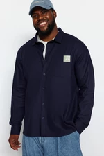 Trendyol Navy Blue Men's Regular Fit Label Detail Gabardine 100% Cotton Shirt