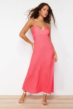 Trendyol Red Polka Dot A-Line/A-Line Form Back Detailed Flexible Knitted Maxi Dress