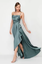 Trendyol Blue Satin Woven Long Stylish Evening Dress