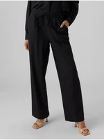 Černé dámské kalhoty s příměsí lnu Vero Moda Jesmilo - Dámské