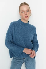 Trendyol Indigo Soft Textured Basic Knitwear Sweater