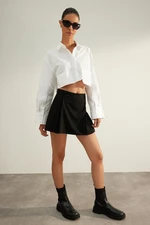 Trendyol Black Premium Quality Pleated Woven Short Skirt