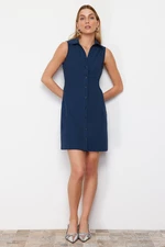 Trendyol Navy Blue Sleeveless Mini Woven Shirt Dress