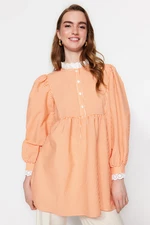 Trendyol Weave See-through Plaid Orange Lace Tunic