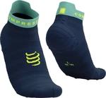 Compressport Pro Racing Socks V4.0 Ultralight Run Low Dress Blues/Eggshell Blue/Green Sheen T4 Chaussettes de course