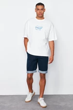 Trendyol Ecru Oversize/Wide Cut Gel Animal Printed 100% Cotton T-shirt