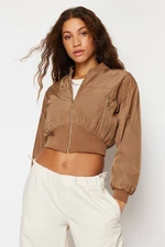 Trendyol Mink Crop Slim Bomber Coat