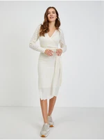 Cream Women's Perforated Sweater Dress with Tie ORSAY - Women