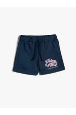 Koton Girls' Printed Short Shorts Made of Cotton with a Lace-Up Waist.