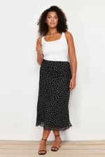 Trendyol Curve Black Polka Dot Herringbone Woven Skirt