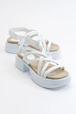 LuviShoes Senza dámské bílé sandály z pravé kůže
