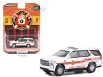 2021 Chevrolet Tahoe White with Red Stripes "Mastic Beach Fire-Rescue Chief - Mastic Beach Long Island New York" "Fire &amp; Rescue" Series 4 1/64 Di