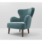 Niebieski aksamitny fotel Lento – Ropez