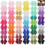 10pcs/lot Solid Color Baby Girls Hair Bows Clips 3.2" Grosgrain Ribbon Bowknot Children Hairpins Kids Women Head Accessories