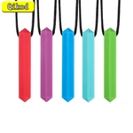 5 Colors Silicone Baby Teether Autistic Children's Sensory Chewing Silicone Teether Pendant Necklace Molar Stick Bite Toys