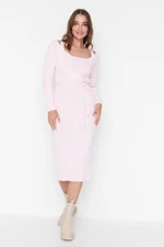 Trendyol Pink Lace-Up Detailed Sweater Dress